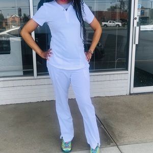 Ultra Soft Stretch Scrub Set- White